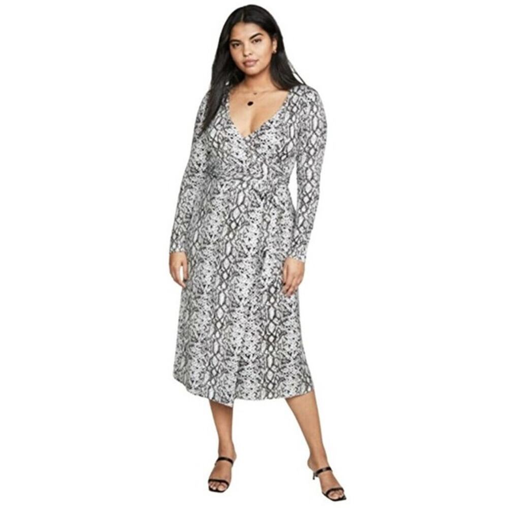 Good American Day Night Python Printed Wrap Dress… - image 1